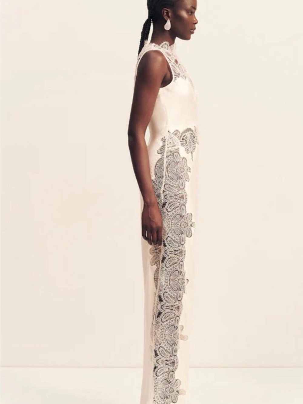 Shona Joy Ivory Maxi Dress with Beige Lace Appliqué - Picture 5 of 5